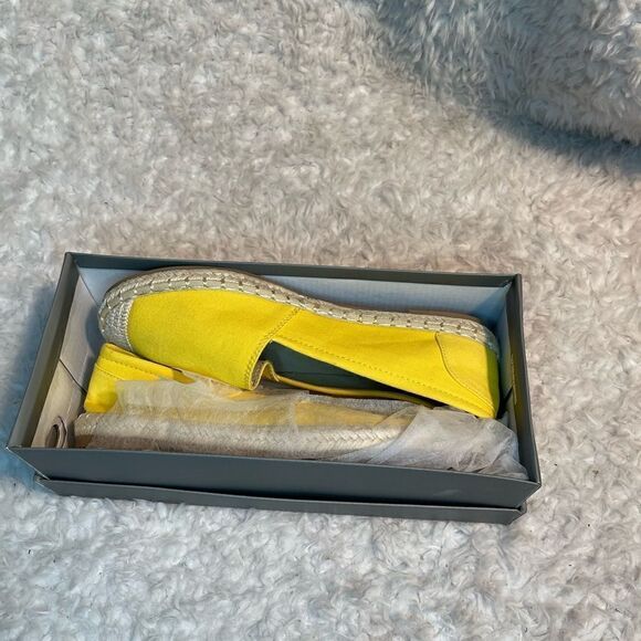 NIB Sheln yellow canvas Espadrilles slip on flats Size 10 - Picture 4 of 7